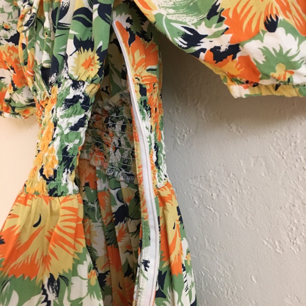 Faithful The Brand 100% Cotton Midi Floral Dress 2 Yellow Spring Easter … - Picture 14 of 14
